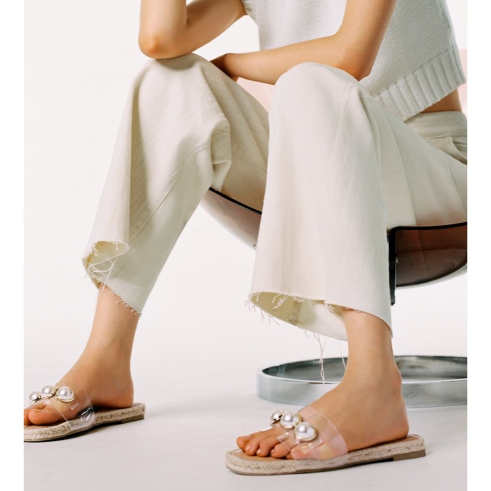 Vinyl and jute pearl sandals from Zara